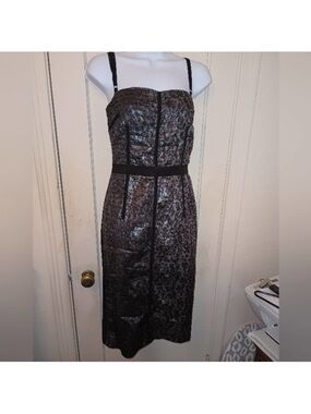 D&G Metallic Black Strap Midi Dress with Subtle Sheen